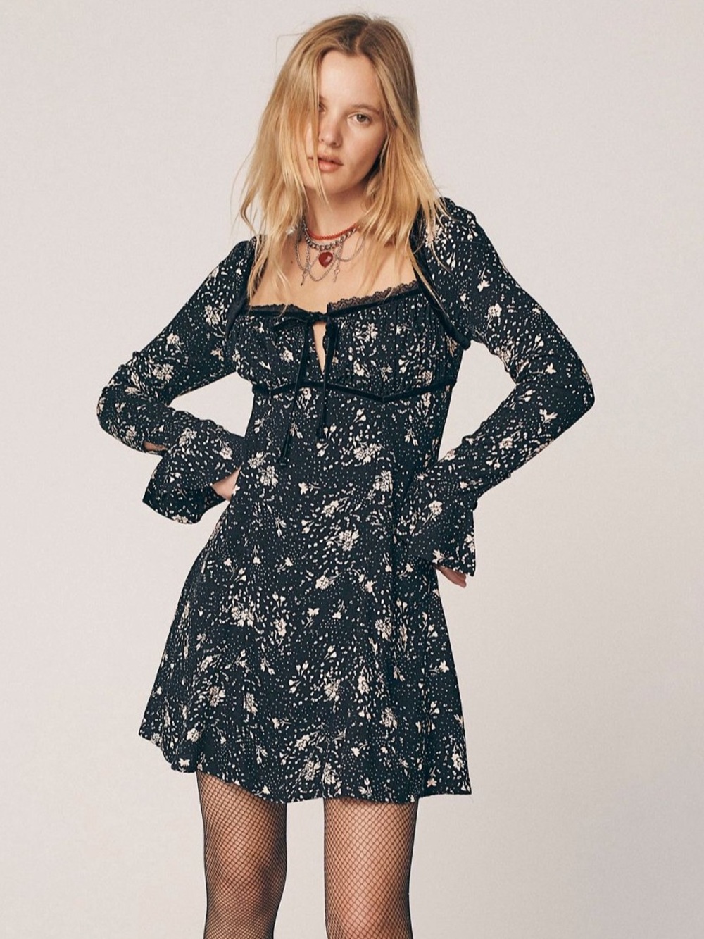 Free People Tess Mini Babydoll Dress Viscose CottageCore Country Village Sz M